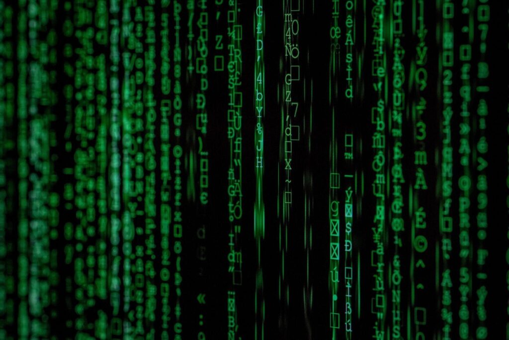 green data on black screen
